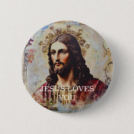 Chapa Redonda De 5 Cm Jesús Vintage Te Ama