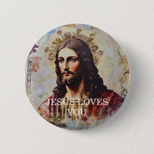 Chapa Redonda De 5 Cm Jesús Vintage Te Ama