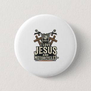 Chapa Redonda De 5 Cm Jesús y motocicletas diseño vintage de ciclista cr