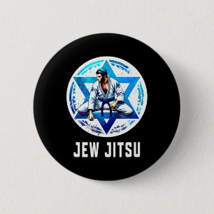 Chapa Redonda De 5 Cm Jew Jitsu Karate Funny Hanukkah