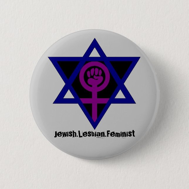 Chapa Redonda De 5 Cm Jewish.Lesbian.Feminist (Anverso)