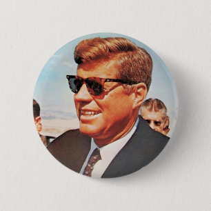 Chapa Redonda De 5 Cm JFK en color vivo