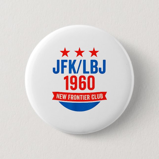 Chapa Redonda De 5 Cm Jfk Lbj 1960 New Frontier John F Kennedy Campaign  (Anverso)