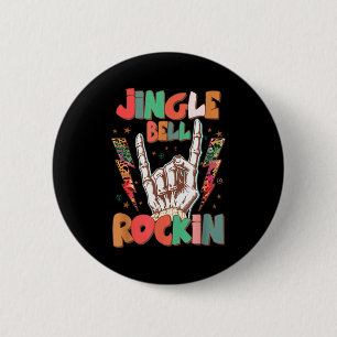 Chapa Redonda De 5 Cm Jingle Bell Rockin Groovy Retro Navidad Xmas Esque