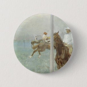 Chapa Redonda De 5 Cm Jockeys Antes de la Carrera por Edgar Degas