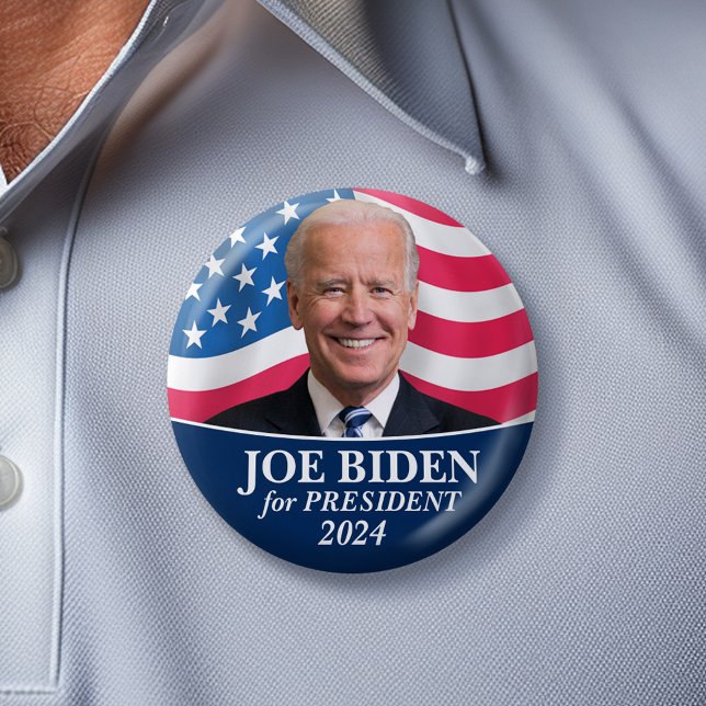 Chapa Redonda De 5 Cm Joe Biden 2024 para la foto del presidente (Classic Joe Biden Campaign Button - 2024)