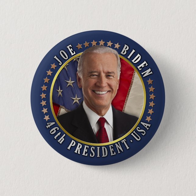 Chapa Redonda De 5 Cm Joe Biden 46º presidente EE.UU. Foto conmemorativa (Anverso)