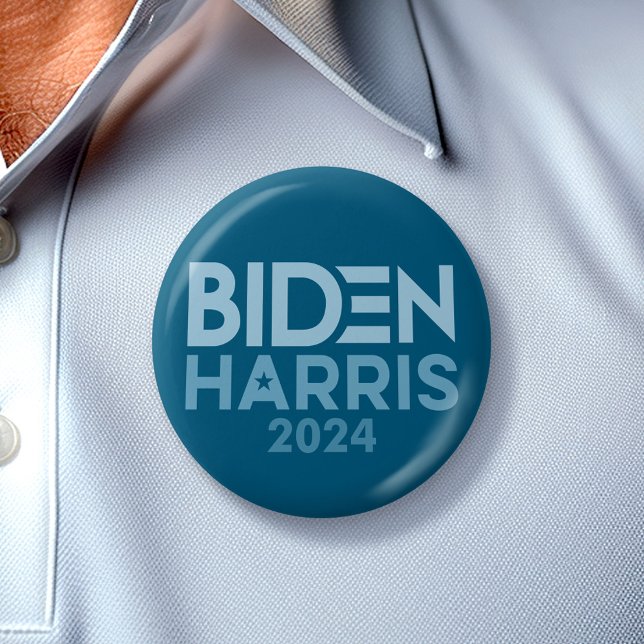 Chapa Redonda De 5 Cm Joe Biden Kamala Harris 2024 blanco azul (Biden Harris 2024 Button - Great Campaign and Rally button for the Next Election)
