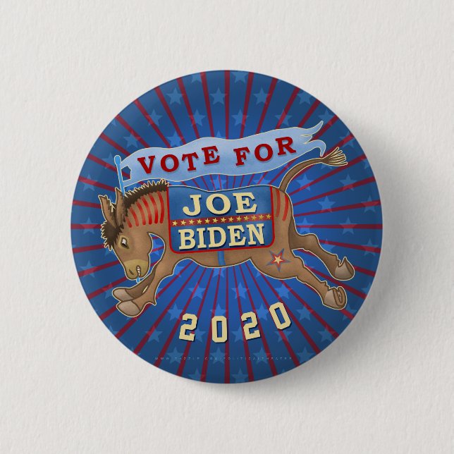 Chapa Redonda De 5 Cm Joe Biden para el presidente demócrata Donkey 2020 (Anverso)