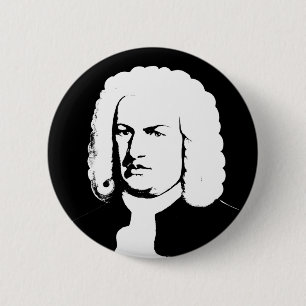 Chapa Redonda De 5 Cm Johann Sebastian Bach abstrakt en Schwarz und weiß