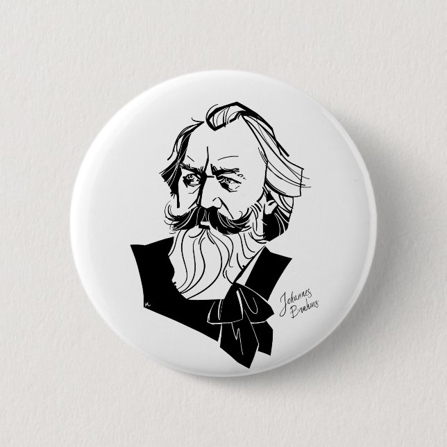 Chapa Redonda De 5 Cm Johannes Brahms (Anverso)