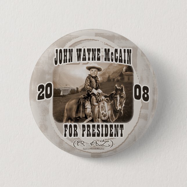 Chapa Redonda De 5 Cm John Wayne McCain '08 (Anverso)