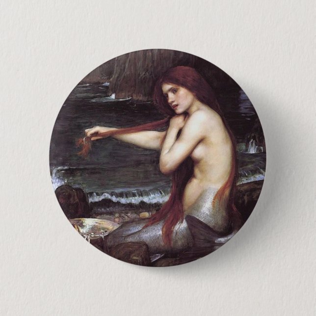 Chapa Redonda De 5 Cm John Wm. Waterhouse Mermaid (Anverso)