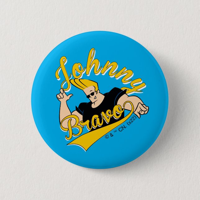 Chapa Redonda De 5 Cm Johnny Bravo Athletic Graphic (Anverso)