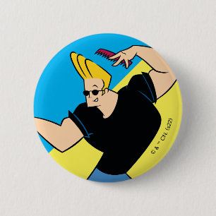 Chapa Redonda De 5 Cm Johnny Bravo Combing Hair