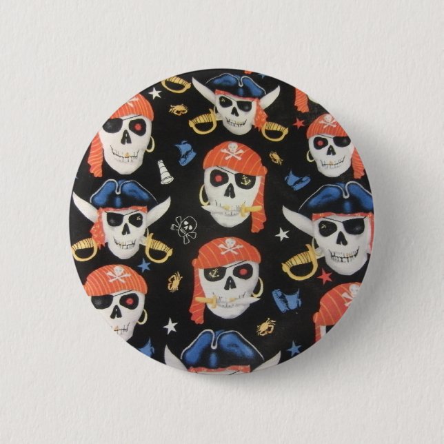 Chapa Redonda De 5 Cm Jolly Roger Pirate Skulls (Anverso)