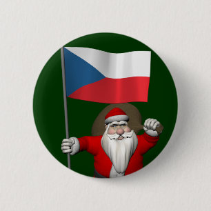 Chapa Redonda De 5 Cm Jolly Santa Visiting República Checa
