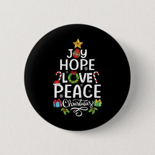 Chapa Redonda De 5 Cm Joy Hope Love Peace Christmas Tree Family Xmas Men