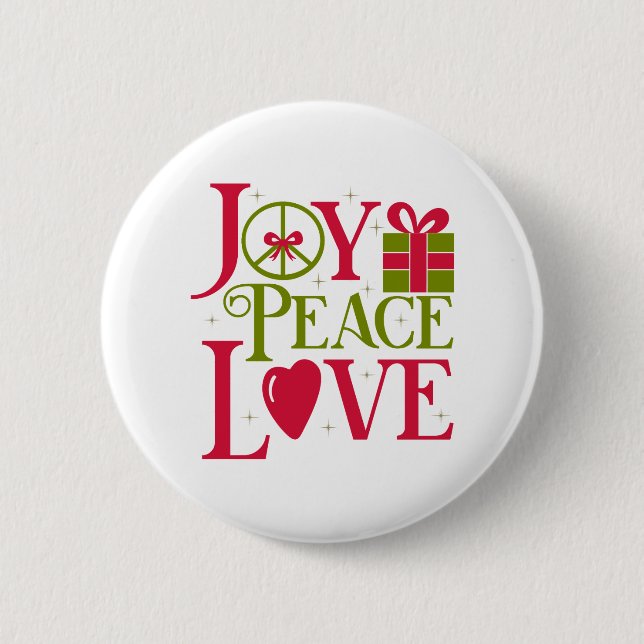Chapa Redonda De 5 Cm Joy Peace Love (Anverso)