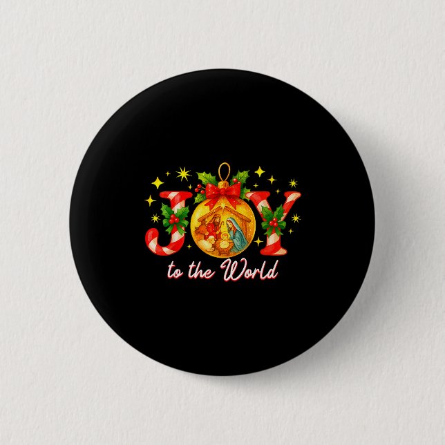 Chapa Redonda De 5 Cm Joy To The World Christmas Christian Nativity  (Anverso)