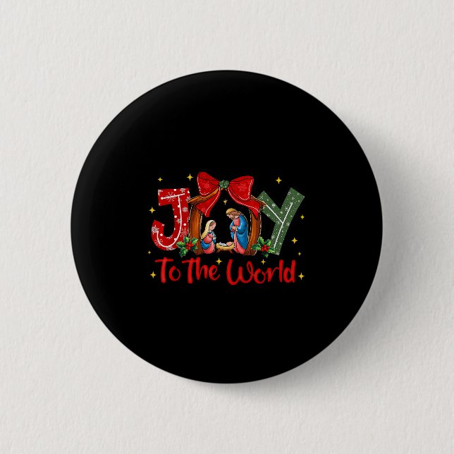 Chapa Redonda De 5 Cm Joy To The World Christmas Christian Nativity Scen (Anverso)