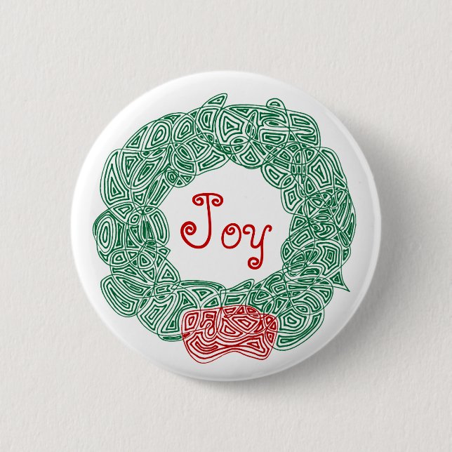 Chapa Redonda De 5 Cm Joy Wreath (Anverso)