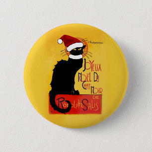 Chapa Redonda De 5 Cm Joyeux Noël Du Chat Noir