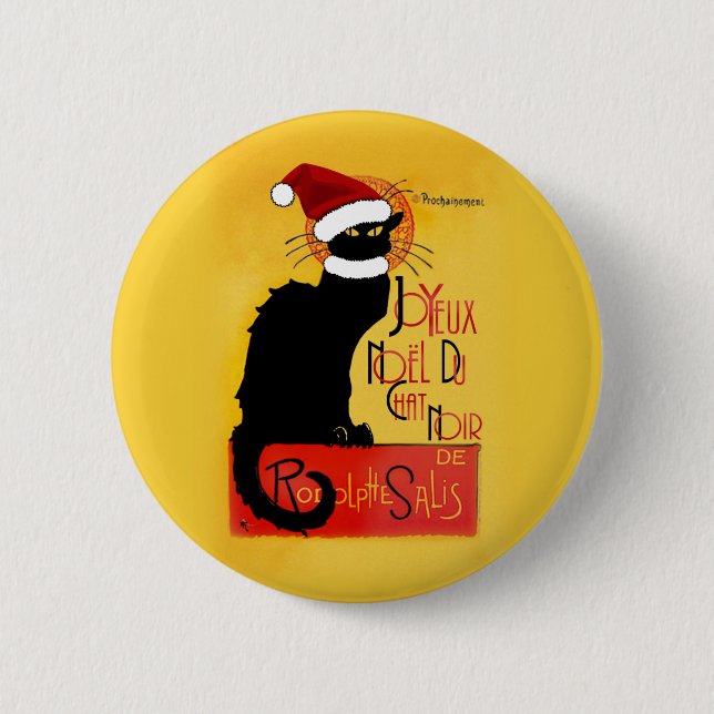 Chapa Redonda De 5 Cm Joyeux Noël Du Chat Noir (Anverso)