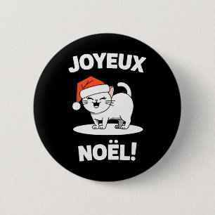 Chapa Redonda De 5 Cm Joyeux Noël Khao Manee Navidades de gato blanco Sa