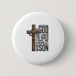 Chapa Redonda De 5 Cm Juan 3_16 Cruz Diseño Cristiano con Grabado Vintag