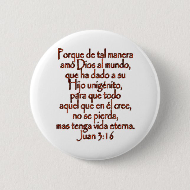 Chapa Redonda De 5 Cm Juan 3:16 Español (Anverso)
