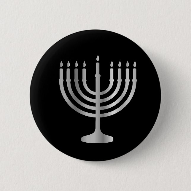 Chapa Redonda De 5 Cm Judaísmo Menorah (Anverso)
