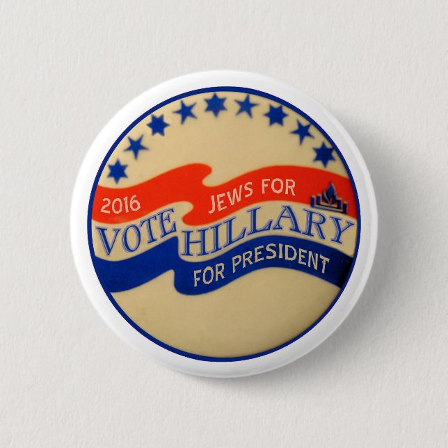 Chapa Redonda De 5 Cm Judíos para Hillary 2016 (Anverso)