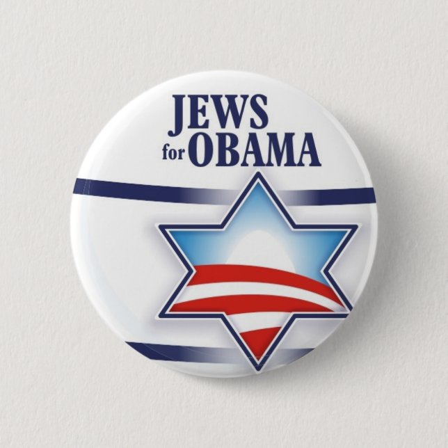 Chapa Redonda De 5 Cm Judíos para Obama (Anverso)