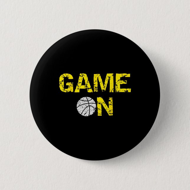 Chapa Redonda De 5 Cm Juego De Baloncesto; Blue Black Yellow Gold Team C (Anverso)