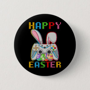 Chapa Redonda De 5 Cm Juego de video Conejo Conejo Feliz Día de Pascua J