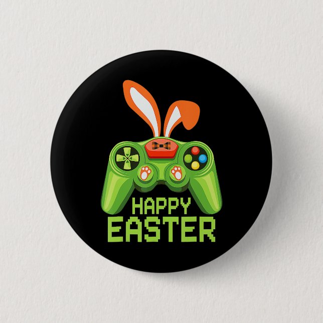 Chapa Redonda De 5 Cm Juego de video Easter Bunny Gaming Controller Game (Anverso)