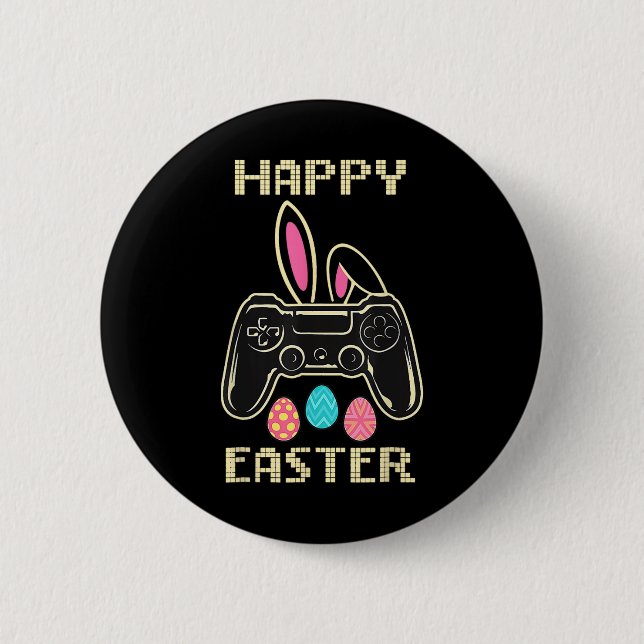 Chapa Redonda De 5 Cm Juego de video Easter Bunny Gaming Controller Game (Anverso)