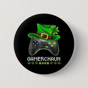 Chapa Redonda De 5 Cm Juego de video Leprechaun St Patricks Day Gamer Ki
