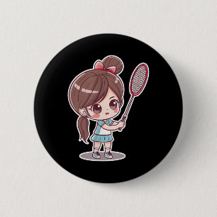 Chapa Redonda De 5 Cm Juego de Volante de Chica de Bádminton al Estilo C