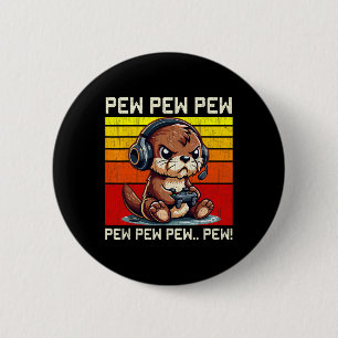Chapa Redonda De 5 Cm Juego divertido de Otter Gamer Pew vintage para ch