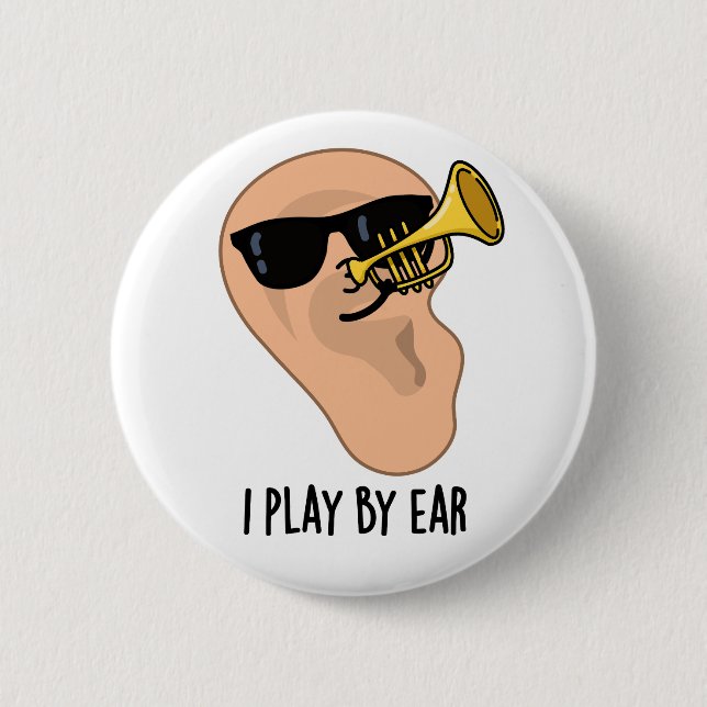 Chapa Redonda De 5 Cm Juego Por Ear Funny Music Pun (Anverso)