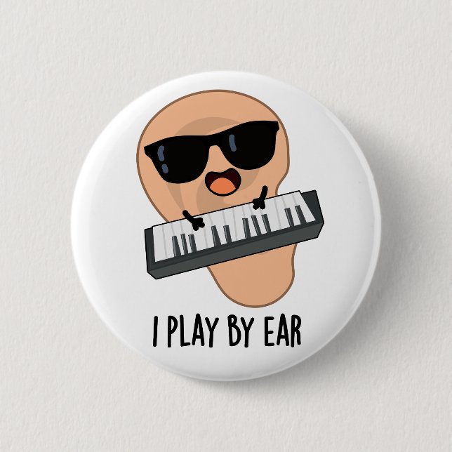 Chapa Redonda De 5 Cm Juego Por Ear Funny Music Pun (Anverso)