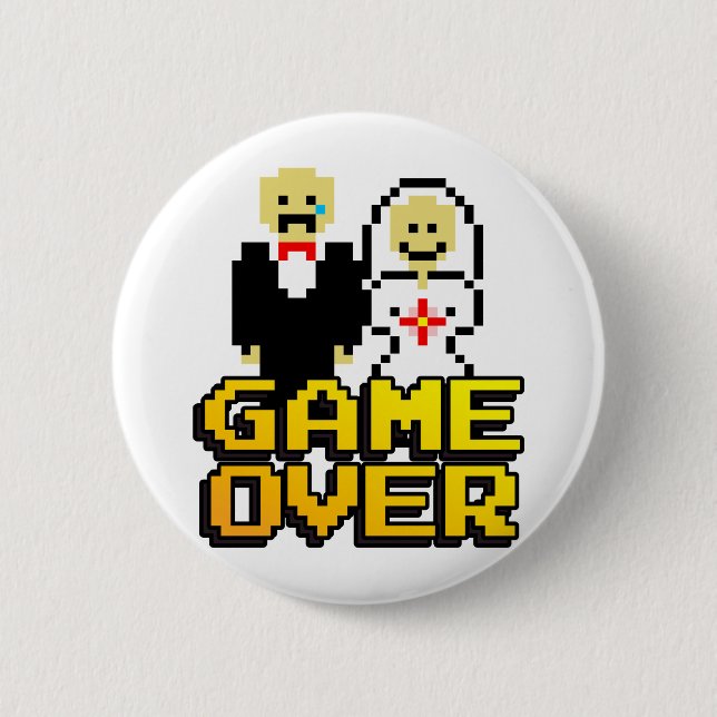 Chapa Redonda De 5 Cm Juego sobre matrimonio (8 bits) (Anverso)