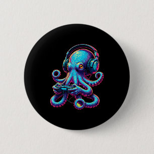 Chapa Redonda De 5 Cm Juegos de Video de Animales de Pulpo Divertidos Pu