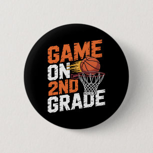 Chapa Redonda De 5 Cm Juegos divertidos en el primer día de baloncesto d
