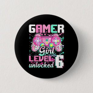 Chapa Redonda De 5 Cm Jugador Chica Nivel 6 Videojuego desbloqueado 6Nac