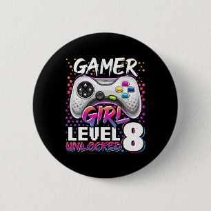 Chapa Redonda De 5 Cm Jugador Chica Nivel 8 Videojuego desbloqueado 8Nac