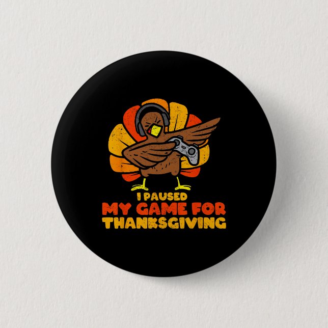 Chapa Redonda De 5 Cm Jugador de Acción de Gracias, videojuego de Turquí (Anverso)