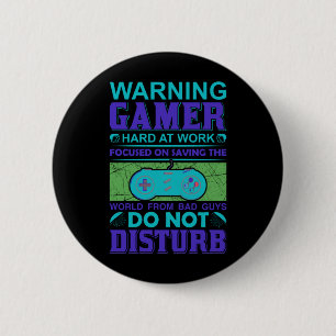 Chapa Redonda De 5 Cm Jugador de arte de gamer duro en el trabajo